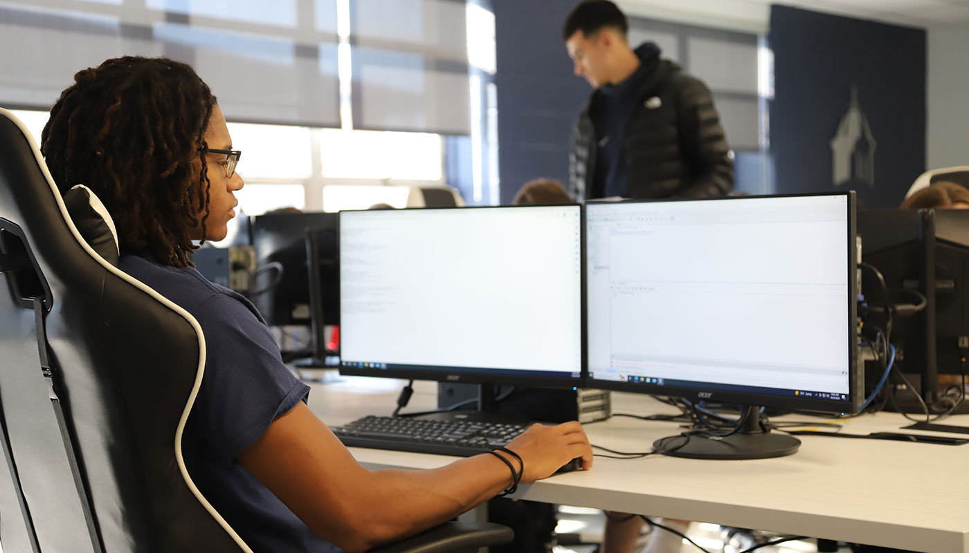 Student working in computer lab